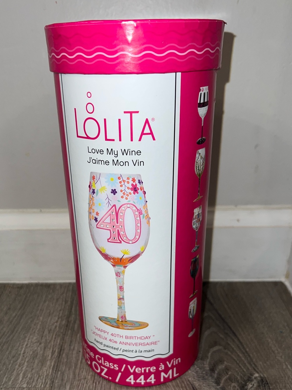Lolita Pink 'Love My Wine' 40th Birthday Wine Glass
